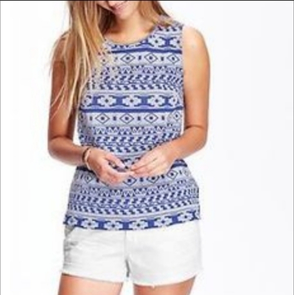 Old Navy Aztec Print Open Back Top - Picture 1 of 9